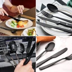 Deleca 6 Persoons Bestekset (36-delig) - Lepels, Messen, Vorken & Steakmessen - Vaatwasserbestendig - Zwart / RVS -Woonwinkel 1200x1200 1947