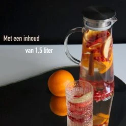 MÊZON® Schenkkan - Glazen Waterkan - Waterkaraf Voor Fruitwater - Multifunctionele Decanteer Karaf - Kan Met Deksel - 1.5L Capaciteit -Woonwinkel 1200x1200 1961