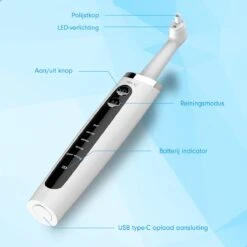 DEN-T® PRO P350 Elektrische Tandenpolijster - Wit - 5 Standen - 5 Opzetstukken - Polijstmachine - Polijstset - Tanden Polijsten - -Woonwinkel 1200x1200 2124