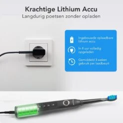 LifeGoods Elektrische Tandenborstel - Oplaadbaar - Veilig Voor Douche - 4 Opzetborstels - Zwart -Woonwinkel 1200x1200 2182