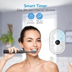 LifeGoods Elektrische Tandenborstel - Oplaadbaar - Veilig Voor Douche - 4 Opzetborstels - Zwart -Woonwinkel 1200x1200 2184