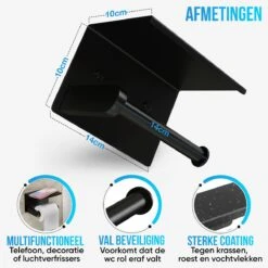 Strex WC Rolhouder Met Plankje - Zwart - Zelfklevend / Boren / Zonder Boren - Toiletrolhouder - WC Papier Houder 13 Strex WC Rolhouder Met Plankje - Zwart - Zelfklevend / Boren / Zonder Boren - Toiletrolhouder - WC Papier Houder -Woonwinkel 1200x1200 2198
