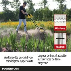 Powerplus POWXG72010 Tuinfrees - 1500W - Werkbreedte 450mm - Werkdiepte Max. 220mm - Incl. 6 Messen En Wielen -Woonwinkel 1200x1200 220