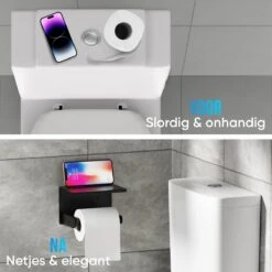 Strex WC Rolhouder Met Plankje - Zwart - Zelfklevend / Boren / Zonder Boren - Toiletrolhouder - WC Papier Houder 18 Strex WC Rolhouder Met Plankje - Zwart - Zelfklevend / Boren / Zonder Boren - Toiletrolhouder - WC Papier Houder -Woonwinkel 1200x1200 2203