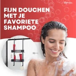 SIAFOSS Doucherek XL Zonder Boren Doucherek Hangend - 100% Stevig - 100% RVS - Hangend Badkamerrekje - Doucherek Aan Douchewand - Badkamer Accessoires - RVS Zwart - 2 Laags - Douchemand -Woonwinkel 1200x1200 2228