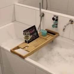 IVOL Badplank Bamboe - Badplank Hout Met Badrek Houders - Uitschuifbaar - 75 Tot 110 Cm -Woonwinkel 1200x1200 2248