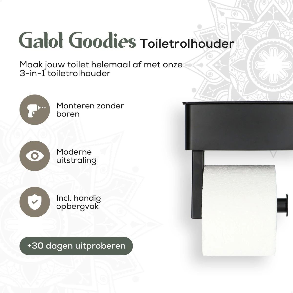 Gatot Goodies RVS Toiletrolhouder Met Plankje - WC Rolhouder Zwart Zonder Boren –Toiletpapierhouder Zelfklevend – Met Lade 8 Gatot Goodies RVS Toiletrolhouder Met Plankje - WC Rolhouder Zwart Zonder Boren –Toiletpapierhouder Zelfklevend – Met Lade - Afbeelding 6