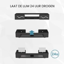 BrandtBergkamp RVS Doucherek 2 Laags – Zonder Boren – Doucherekje Hangend – Badkamerrek Zwart -Woonwinkel 1200x1200 2302