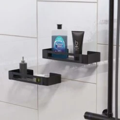 BrandtBergkamp RVS Doucherek 2 Laags – Zonder Boren – Doucherekje Hangend – Badkamerrek Zwart -Woonwinkel 1200x1200 2306