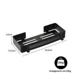 BrandtBergkamp RVS Doucherek 2 Laags – Zonder Boren – Doucherekje Hangend – Badkamerrek Zwart -Woonwinkel 1200x1200 2308