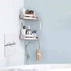 Sanicraft® Doucherekje - Doucherekje Zonder Boren - Geschikt Voor Elk Type Muur - Doucherekje Hangend - Doucheplank - Doucherekje Hoek - Doucherekje Zilver -Woonwinkel 1200x1200 2311