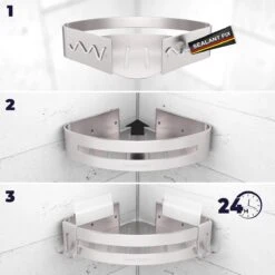 Sanicraft® Doucherekje - Doucherekje Zonder Boren - Geschikt Voor Elk Type Muur - Doucherekje Hangend - Doucheplank - Doucherekje Hoek - Doucherekje Zilver -Woonwinkel 1200x1200 2313