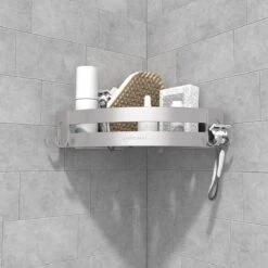 Sanicraft® Doucherekje - Doucherekje Zonder Boren - Geschikt Voor Elk Type Muur - Doucherekje Hangend - Doucheplank - Doucherekje Hoek - Doucherekje Zilver -Woonwinkel 1200x1200 2314