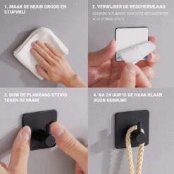 Qitch & Quisine Handdoekhaakjes - Set Van 3 Zwarte Haakjes - Zelfklevend - Waterbestendig - RVS 12 Qitch & Quisine Handdoekhaakjes - Set Van 3 Zwarte Haakjes - Zelfklevend - Waterbestendig - RVS -Woonwinkel 1200x1200 2318