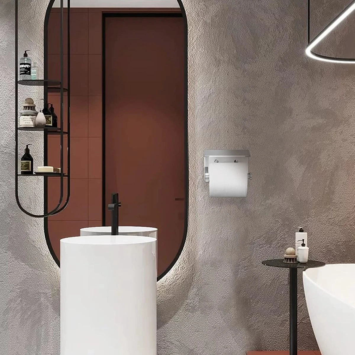 BOTC Toiletrolhouder Met Handdoekhaakjes - Toiletrolhouder - Toiletrolhouder - Zelfklevend / Boren / Zonder Boren - RVS - Zliver 9 BOTC Toiletrolhouder Met Handdoekhaakjes - Toiletrolhouder - Toiletrolhouder - Zelfklevend / Boren / Zonder Boren - RVS - Zliver - Afbeelding 7