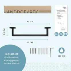 Handdoekrek - RVS - Badkameraccessoires - Keukenaccessoires - Mat Zwart - 40 Cm -Woonwinkel 1200x1200 2343