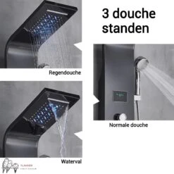 Douchepaneel Met Massage - Regendouche - Massage Jets - Waterval Douche - Met Thermostaatkraan En Handdouche - Zwart - Opbouw - Douchekop - Flanner® 12 Douchepaneel Met Massage - Regendouche - Massage Jets - Waterval Douche - Met Thermostaatkraan En Handdouche - Zwart - Opbouw - Douchekop - Flanner® -Woonwinkel 1200x1200 2406