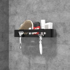 Doucherekje Van Sanicraft® - Doucherekje Zonder Boren - Geschikt Voor Elk Type Muur - Hangend - Roestvrij - 2 Stuks - Zwart -Woonwinkel 1200x1200 2466