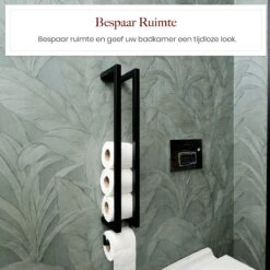 Homestic© - WC Rolhouder Zwart - Balto Industrieel Toiletrolhouder Zonder Boren - Robuuste Toiletrolhouder Met Opslag Voor WC Papier - 70x12x10 CM - Roestvrij Staal - Wit -Woonwinkel 1200x1200 2476