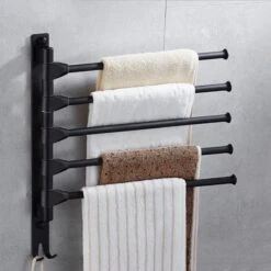 BOTC Handdoekrek - 5-armig Handdoekhouder - Handdoekstang - 180 Graden Verstelbaar - Badkamer - Zwart