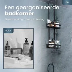 Rohzzi Doucherek Zonder Boren - 30 Dagen Uitproberen - Doucherek Hangend - Badkamer Accessoires - RVS - 2 Laags -Woonwinkel 1200x1200 2531