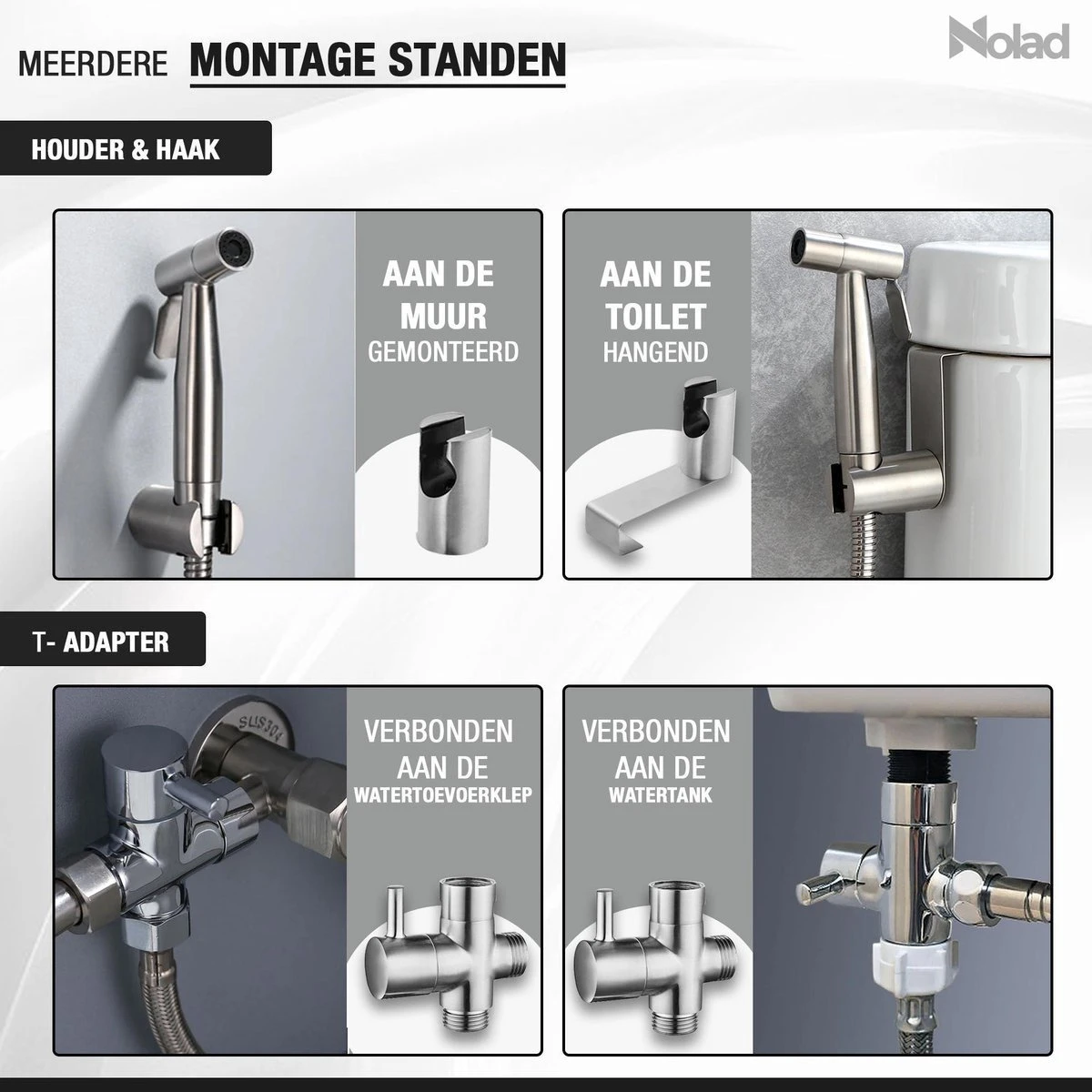 Nolad® Bidet Handdouche - Douchekoppen - Bidet - Handdouche - Zilver 5 Nolad® Bidet Handdouche - Douchekoppen - Bidet - Handdouche - Zilver - Afbeelding 3