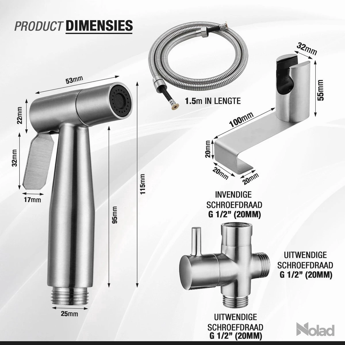 Nolad® Bidet Handdouche - Douchekoppen - Bidet - Handdouche - Zilver 10 Nolad® Bidet Handdouche - Douchekoppen - Bidet - Handdouche - Zilver - Afbeelding 8