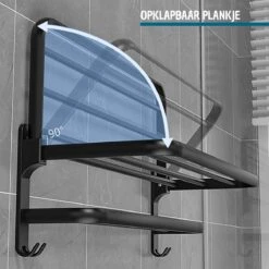 Vannons - Handdoekrek - Handdoekrek Badkamer - 2 Handdoeken - Handdoekrek Zelfklevend - Zwart -Woonwinkel 1200x1200 2546