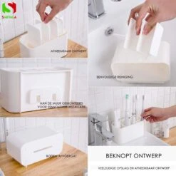 Tandenborstelhouder - Wastafelmeubel - Vrijstaand Of Wandgemonteerd - Wit -Woonwinkel 1200x1200 2568
