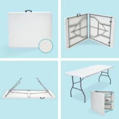 LifeGoods Klaptafel - Inklapbaar - 70x180cm - Verstelbare Vouwtafel - Weerbestendig - Wit -Woonwinkel 1200x1200 280
