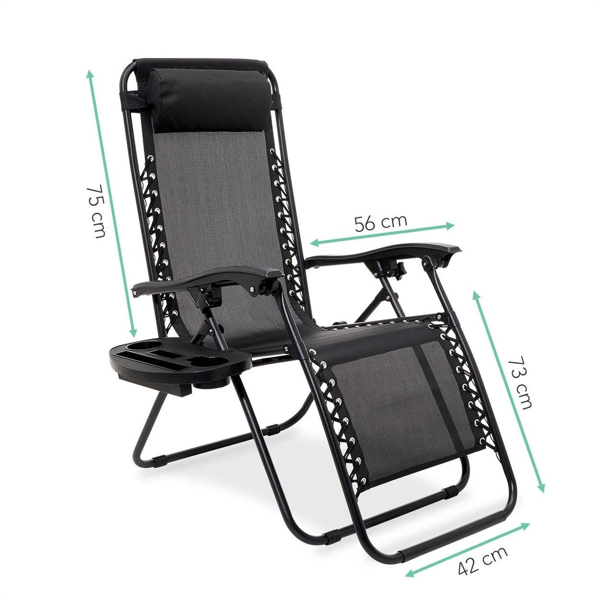 LifeGoods Opvouwbare Tuinstoelen - Verstelbaar Zonnescherm - 2 Stuks - 30°-90° Verstelbaar - Metaal - Zwart 5 LifeGoods Opvouwbare Tuinstoelen - Verstelbaar Zonnescherm - 2 Stuks - 30°-90° Verstelbaar - Metaal - Zwart - Afbeelding 3