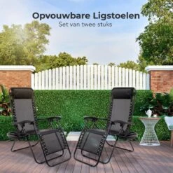 LifeGoods Opvouwbare Tuinstoelen - Verstelbaar Zonnescherm - 2 Stuks - 30°-90° Verstelbaar - Metaal - Zwart 24 LifeGoods Opvouwbare Tuinstoelen - Verstelbaar Zonnescherm - 2 Stuks - 30°-90° Verstelbaar - Metaal - Zwart -Woonwinkel 1200x1200 321
