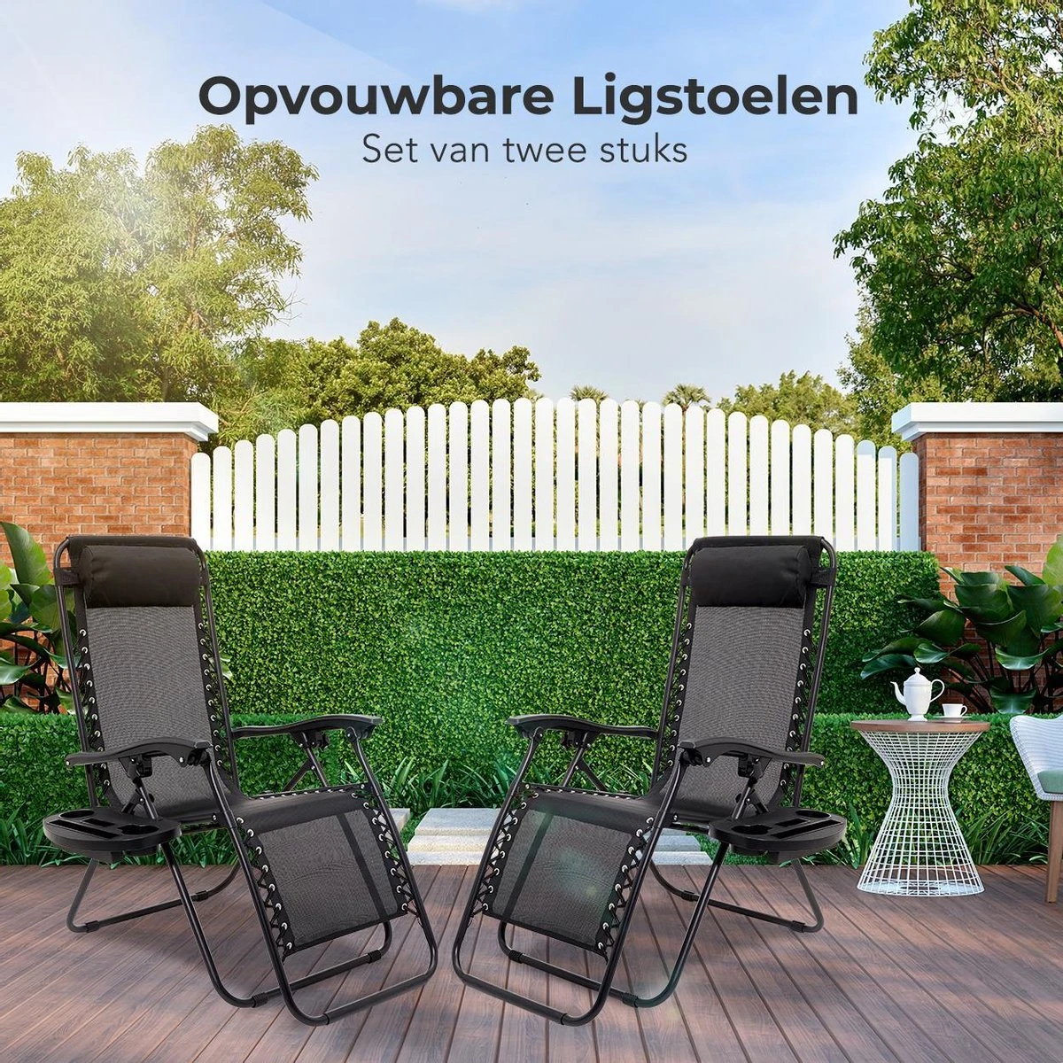 LifeGoods Opvouwbare Tuinstoelen - Verstelbaar Zonnescherm - 2 Stuks - 30°-90° Verstelbaar - Metaal - Zwart 13 LifeGoods Opvouwbare Tuinstoelen - Verstelbaar Zonnescherm - 2 Stuks - 30°-90° Verstelbaar - Metaal - Zwart - Afbeelding 11