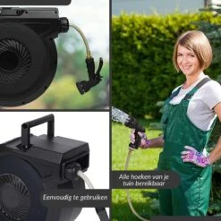 Buxibo - Wandslangenbox 20 Meter + 2 Meter - Tuinslang Met Haspel - 9 Sproei Standen - Slangenhouder 180° Draaibaar - Tuinslanghaspel Zwart+ Gratis Sproeier - Zwart -Woonwinkel 1200x1200 354