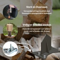 Miseru Houtklover – Geen Bijl Nodig – No Axe - Houtsplijter – Houtkliever – HANDMADE In Holland - Houtklover Voor Aanmaakhout – Metaal -Woonwinkel 1200x1200 424