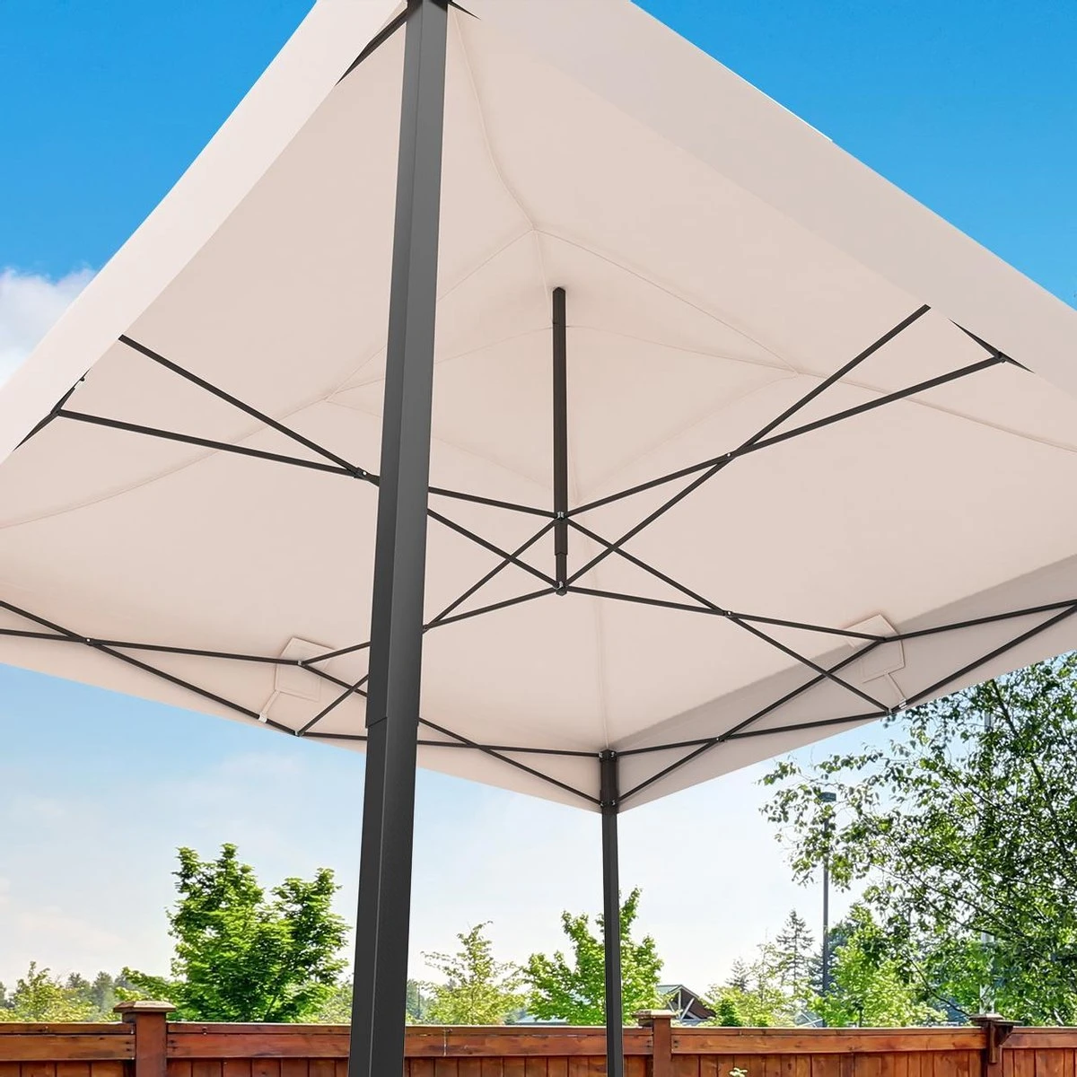 LifeGoods Partytent - 3x3 M - Zijwanden - Easy Up - Opvouwbaar - Waterdicht - Draagtas Met Wieltjes - Beige 10 LifeGoods Partytent - 3x3 M - Zijwanden - Easy Up - Opvouwbaar - Waterdicht - Draagtas Met Wieltjes - Beige - Afbeelding 8