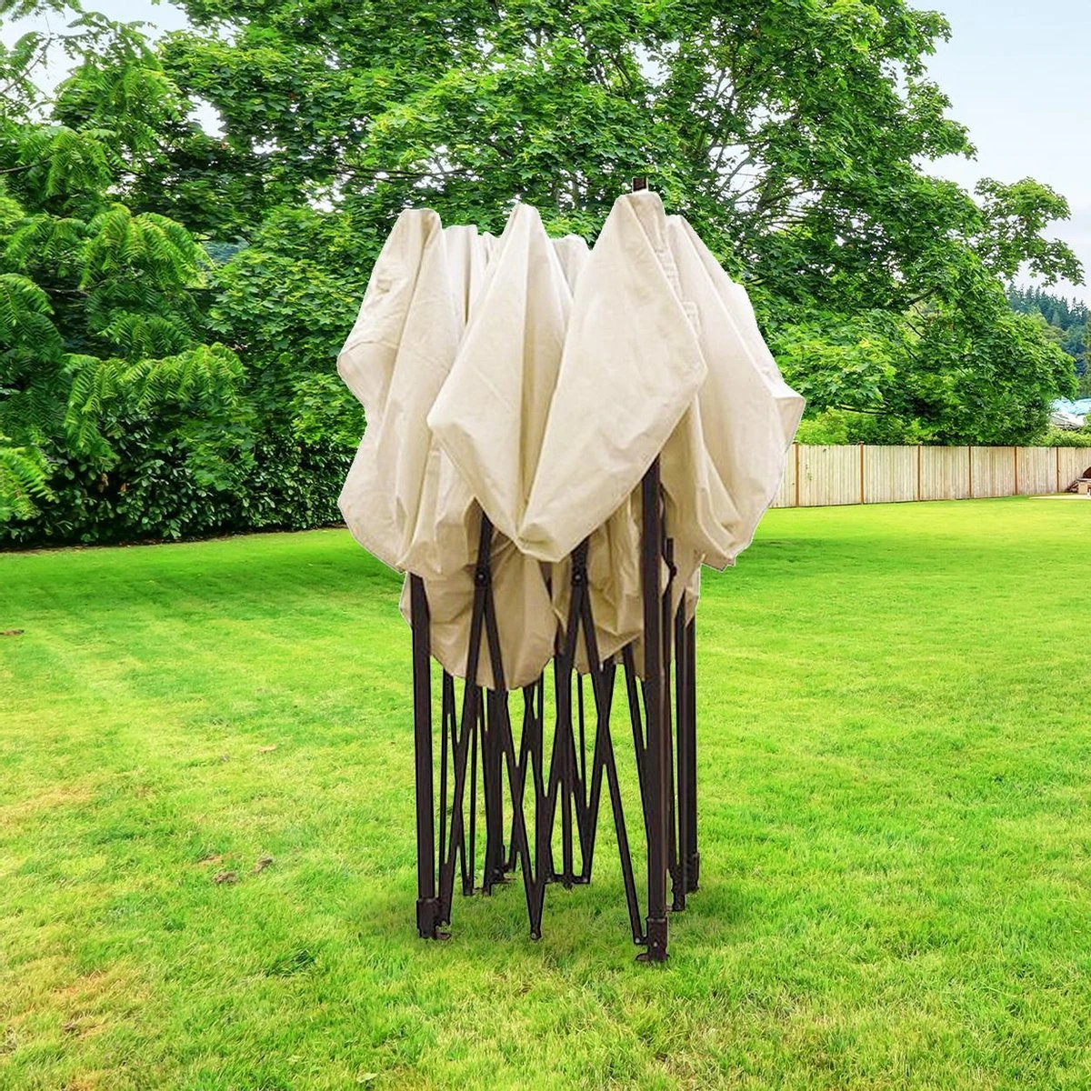 LifeGoods Partytent - 3x3 M - Zijwanden - Easy Up - Opvouwbaar - Waterdicht - Draagtas Met Wieltjes - Beige 12 LifeGoods Partytent - 3x3 M - Zijwanden - Easy Up - Opvouwbaar - Waterdicht - Draagtas Met Wieltjes - Beige - Afbeelding 10