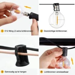 A Sunny Day Solar Lichtsnoer Buiten Inclusief 25 LED Lampen Voor Buiten - Lichtsnoer Op Zonne-energie - 25 LED Lampen - Solar Tuinverlichting - Lichtslinger - Prikkabel - Priklicht - Lichtsnoer -Woonwinkel 1200x1200 461
