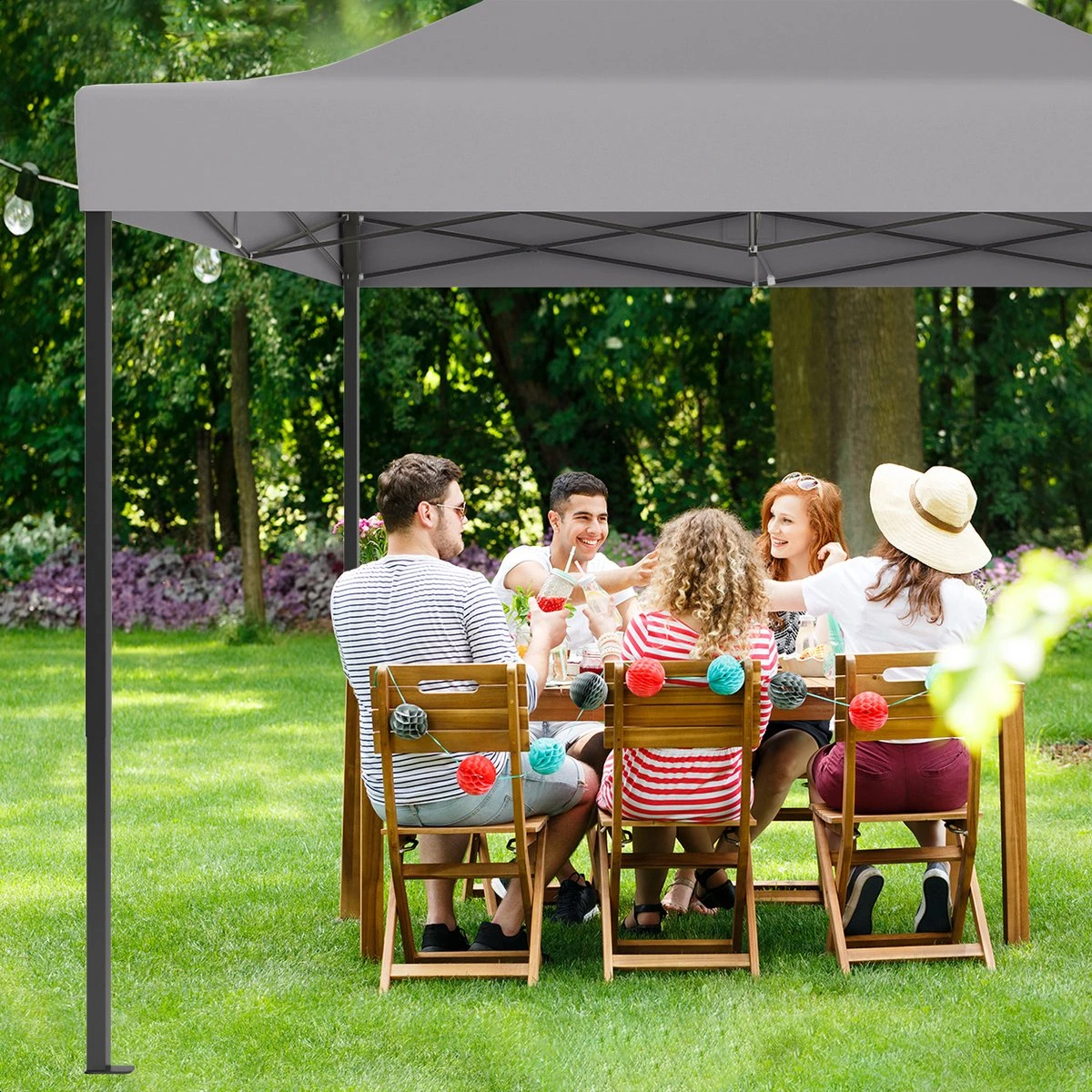 LifeGoods Partytent - 3x4.5 M - Zijwanden - Easy Up - Opvouwbaar - Waterdicht - Draagtas Met Wieltjes - Donkergrijs 5 LifeGoods Partytent - 3x4.5 M - Zijwanden - Easy Up - Opvouwbaar - Waterdicht - Draagtas Met Wieltjes - Donkergrijs - Afbeelding 3