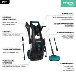 VONROC PRO Hogedrukreiniger V25-2 – 2500W – 195 Bar – 468 L/h – Duurzame Inductiemotor – Incl. 8m Slang, Slanghaspel, Terrasreiniger, Reinigingstank En Meer -Woonwinkel 1200x1200 531