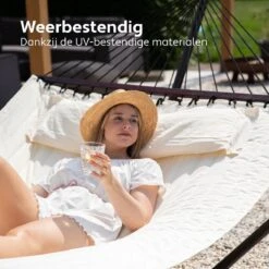 Vita5 Hangmat Met Standaard En Spreidstok – 2 Persoons – Incl. Bekerhouder - Afneembaar Kussen – Uv-bestendig – Beige -Woonwinkel 1200x1200 558