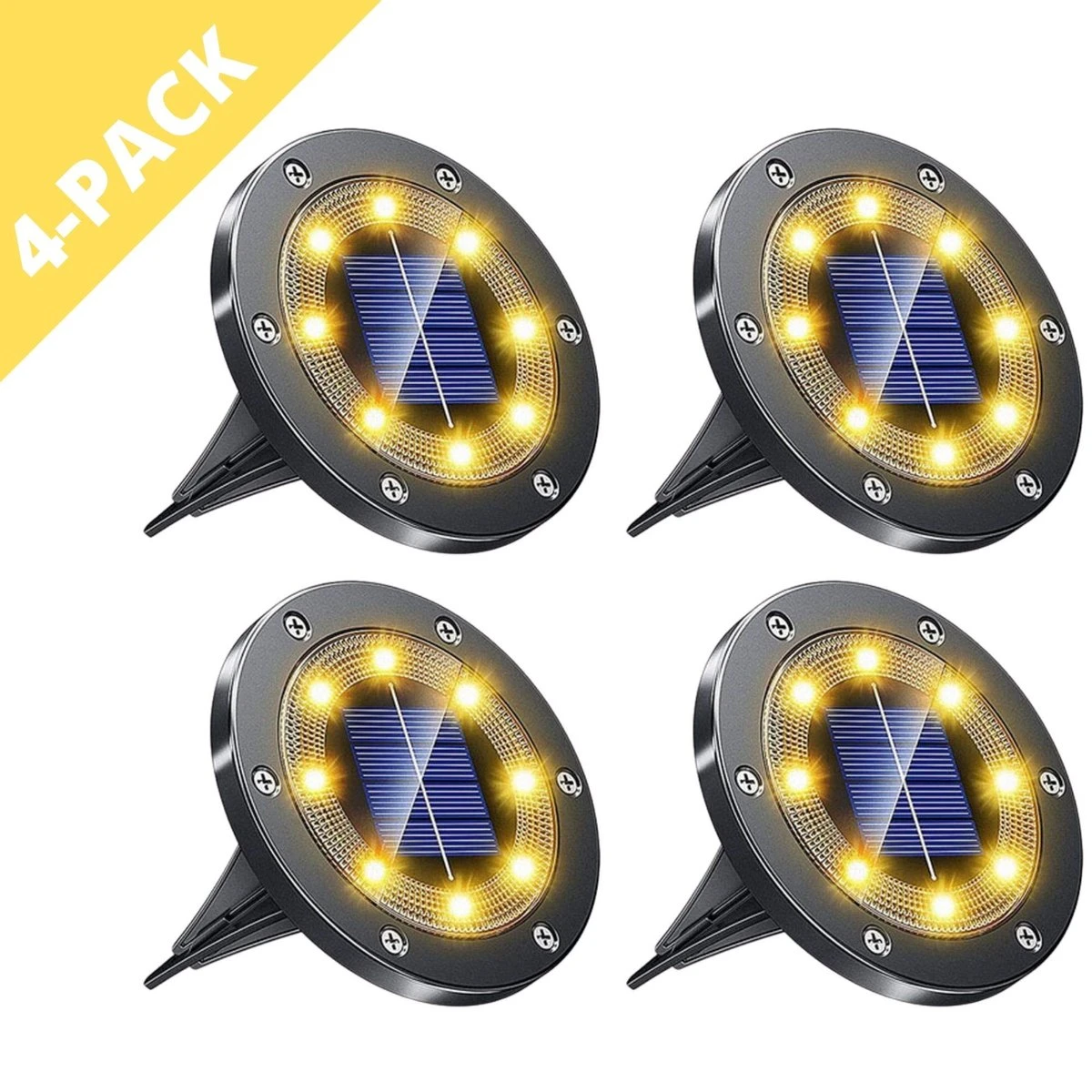 Q-Mate 4 X LED Solar Grondspot Zwart - Solar Tuinverlichting - Buitenlamp - Tuinverlichting Op Zonne-Energie 3 Q-Mate 4 X LED Solar Grondspot Zwart - Solar Tuinverlichting - Buitenlamp - Tuinverlichting Op Zonne-Energie