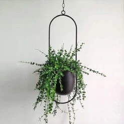 Be-Inspired® Hangende Bloempot Ovaal - Bloempot Binnen - Voor Hangplant – Plant Bloem Pot Met Opknoping – Plantenhanger - Plantenbak - Industrieel – Scandinavisch - Metaal - Zwart -Woonwinkel 1200x1200 601