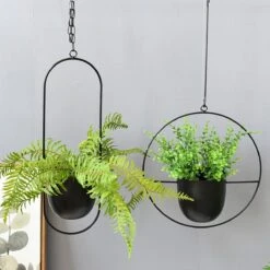 Be-Inspired® Hangende Bloempot Ovaal - Bloempot Binnen - Voor Hangplant – Plant Bloem Pot Met Opknoping – Plantenhanger - Plantenbak - Industrieel – Scandinavisch - Metaal - Zwart -Woonwinkel 1200x1200 603