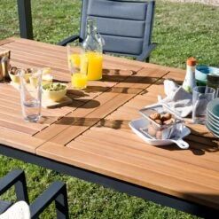 NATERIAL - Uitschuifbare Tuintafel ORIS - Uitschuifbare Tafel Voor 6 Tot 8 Personen - 180-240x100 Cm - Aluminium - Hout Eucalyptus -Woonwinkel 1200x1200 626