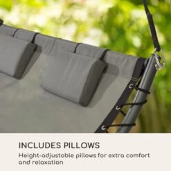 Blumfeldt Palermo Schommelbank - Hollywoodschommel 130 X 207 Cm - Ligbed Met Dak - Schommelstoel Voor 2 Personen - Tuinbank Inclusief Nekkussens - Stalen Frame En Polyester Dak - Grijs -Woonwinkel 1200x1200 645