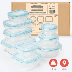 KitchenBrothers Meal Prep Bakjes - Set - Luchtdicht - BPA Vrij - Glas - 9 Stuks 20 KitchenBrothers Meal Prep Bakjes - Set - Luchtdicht - BPA Vrij - Glas - 9 Stuks -Woonwinkel 1200x1200 70