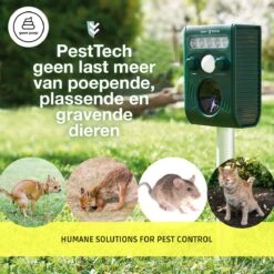 Pest-Tech PT-221 | Ultrasone Kattenverjager Op Zonneenergie | Kattenschrik | Marterverjager | Dierenverjager | Kattenafweermiddel | Ongedierte Verjager - Met USB Oplaadkabel -Woonwinkel 1200x1200 702