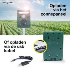 Pest-Tech PT-221 | Ultrasone Kattenverjager Op Zonneenergie | Kattenschrik | Marterverjager | Dierenverjager | Kattenafweermiddel | Ongedierte Verjager - Met USB Oplaadkabel -Woonwinkel 1200x1200 705