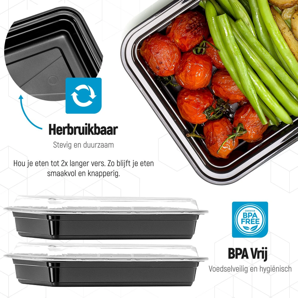 Meal Prep Bakjes - 20 Stuks - 1 Compartiment - Lunchbox - Diepvriesbakjes - Vershoudbakjes - Plastic Bakjes Met Deksel - Magnetron Bakjes Met Deksel - Meal Prep - Vershouddoos - 1L - BPA Vrij - Fitcrafters 9 Meal Prep Bakjes - 20 Stuks - 1 Compartiment - Lunchbox - Diepvriesbakjes - Vershoudbakjes - Plastic Bakjes Met Deksel - Magnetron Bakjes Met Deksel - Meal Prep - Vershouddoos - 1L - BPA Vrij - Fitcrafters - Afbeelding 7